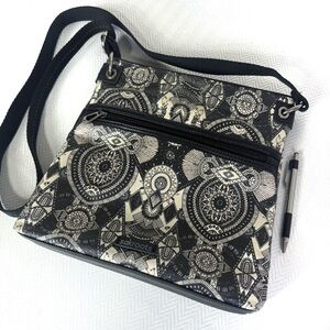 Sakroots Black and Ivory Crossbody Bag